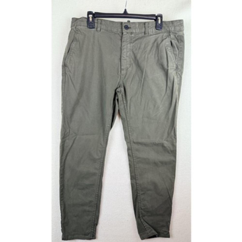 Zara Man Denimwear Olive Green Slim Tapered Chino Pants Mens Size L Stretch